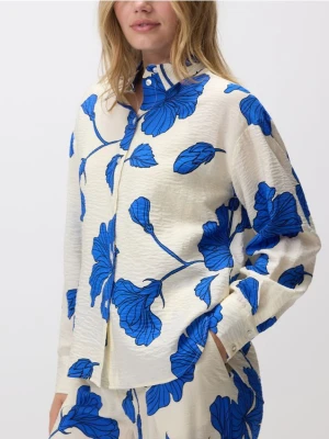 Reserved - Wzorzysta koszula z wiskozy - niebieski