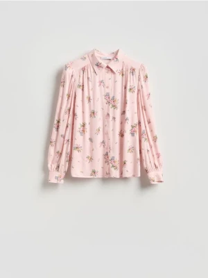 Reserved - Wzorzysta koszula z wiskozy - pastelowy róż