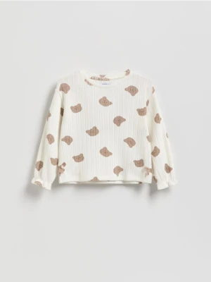 Reserved - Wzorzysta koszulka - złamana biel