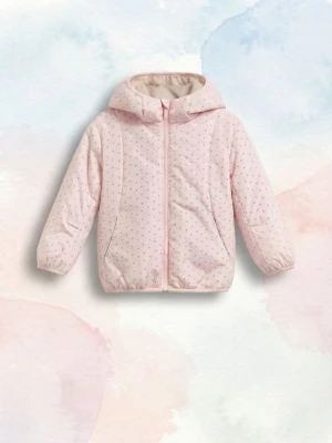 Reserved - Wzorzysta kurtka z kapturem - pastelowy róż