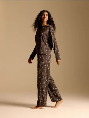 Reserved - Wzorzysta piżama dwuczęściowa - brązowy