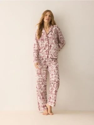 Reserved - Wzorzysta piżama dwuczęściowa - jasnoszary