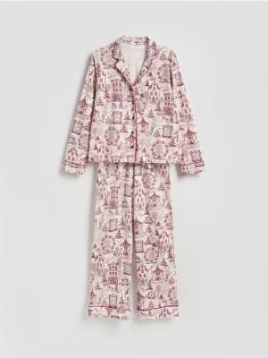 Reserved - Wzorzysta piżama dwuczęściowa - jasnoszary