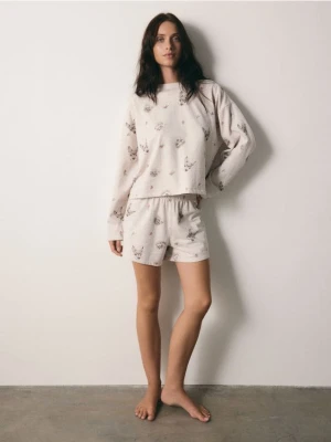 Reserved - Wzorzysta piżama dwuczęściowa - kremowy