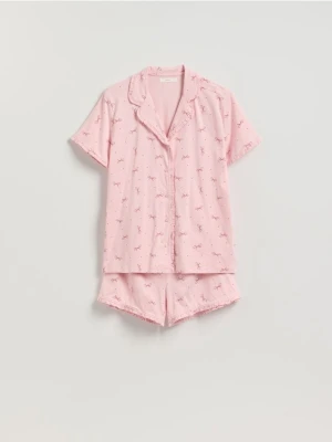 Reserved - Wzorzysta piżama dwuczęściowa - różowy