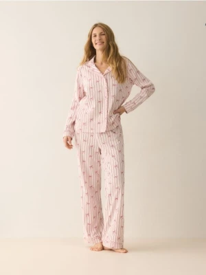 Reserved - Wzorzysta piżama dwuczęściowa - różowy