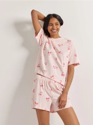Reserved - Wzorzysta piżama dwuczęściowa - różowy