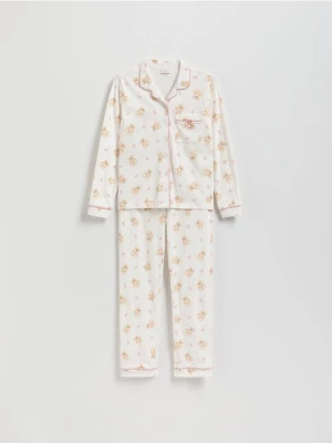Reserved - Wzorzysta piżama - złamana biel