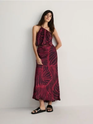Reserved - Wzorzysta spódnica maxi - bordowy