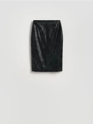 Reserved - Wzorzysta spódnica midi - czarny