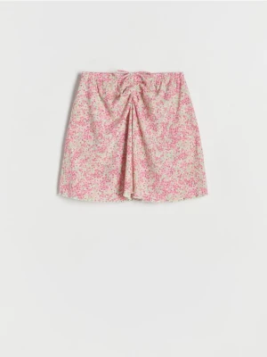 Reserved - Wzorzysta spódnica z marszczeniem - intensywny róż
