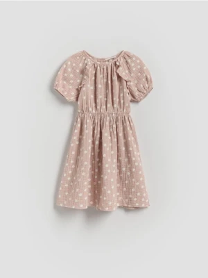 Reserved - Wzorzysta sukienka - brudny róż