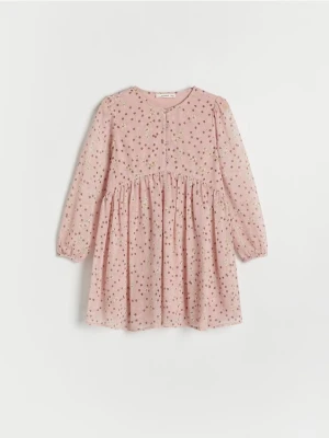 Reserved - Wzorzysta sukienka - brudny róż
