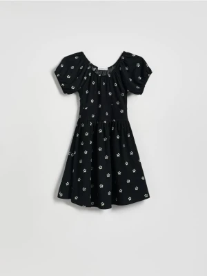 Reserved - Wzorzysta sukienka - czarny