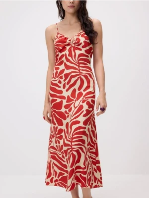 Reserved - Wzorzysta sukienka - czerwony
