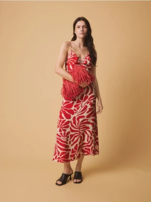 Reserved - Wzorzysta sukienka - czerwony