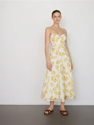 Reserved - Wzorzysta sukienka - jasnożółty