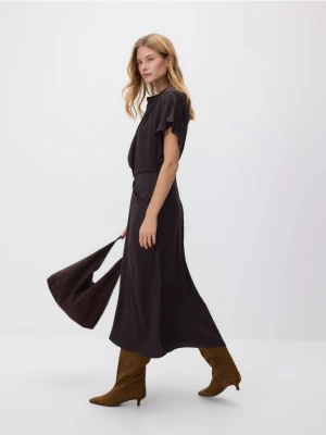 Reserved - Wzorzysta sukienka maxi - brązowy