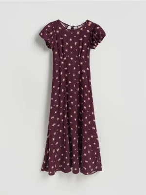 Reserved - Wzorzysta sukienka maxi - brązowy