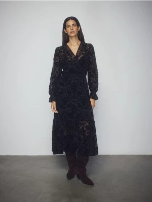 Reserved - Wzorzysta sukienka maxi - czarny