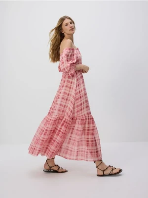 Reserved - Wzorzysta sukienka maxi - czerwony