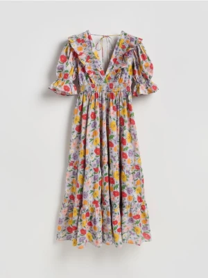 Reserved - Wzorzysta sukienka maxi - lawendowy