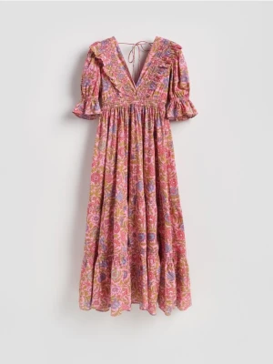 Reserved - Wzorzysta sukienka maxi - zielony