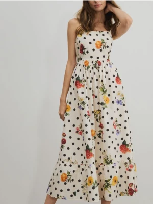 Reserved - Wzorzysta sukienka midi - wielobarwny