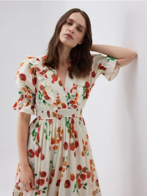 Reserved - Wzorzysta sukienka midi - wielobarwny