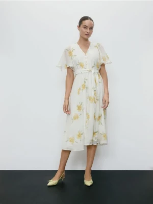 Reserved - Wzorzysta sukienka midi - wielobarwny