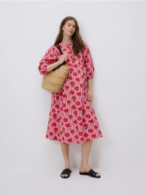 Reserved - Wzorzysta sukienka midi - wielobarwny
