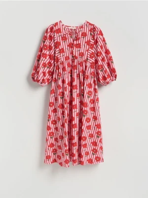Reserved - Wzorzysta sukienka midi - wielobarwny