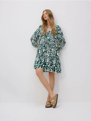 Reserved - Wzorzysta sukienka mini - ciemnozielony