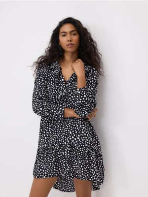 Reserved - Wzorzysta sukienka mini - czarny