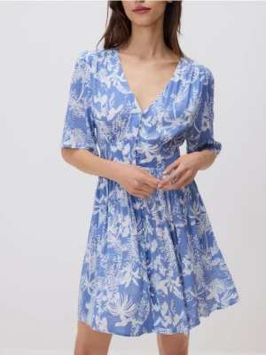 Reserved - Wzorzysta sukienka mini - jasnoniebieski