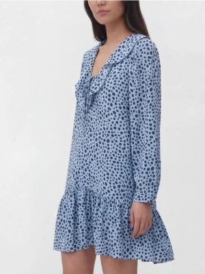 Reserved - Wzorzysta sukienka mini - niebieski