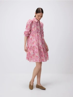 Reserved - Wzorzysta sukienka mini - różowy