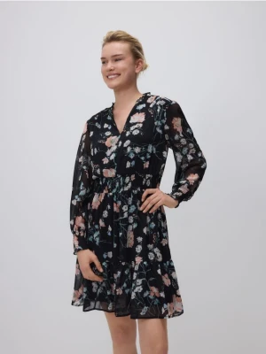 Reserved - Wzorzysta sukienka mini - wielobarwny