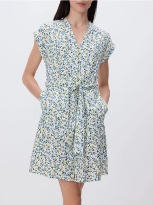 Reserved - Wzorzysta sukienka mini - wielobarwny