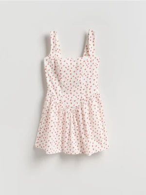 Reserved - Wzorzysta sukienka mini - wielobarwny