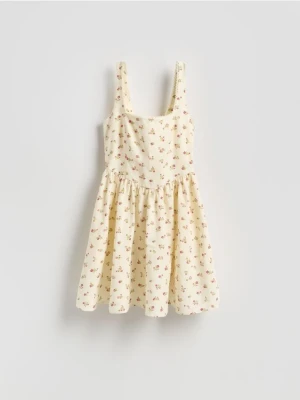 Reserved - Wzorzysta sukienka mini - wielobarwny