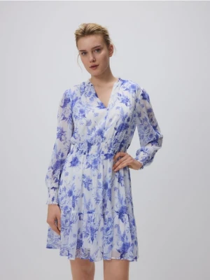 Reserved - Wzorzysta sukienka mini - złamana biel