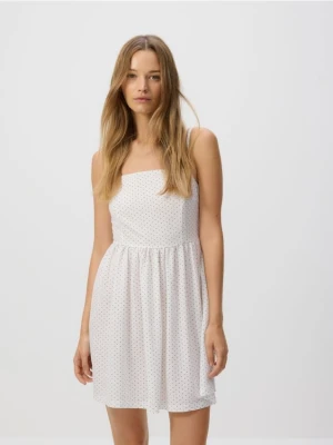 Reserved - Wzorzysta sukienka mini - złamana biel
