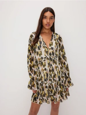 Reserved - Wzorzysta sukienka oversize - wielobarwny