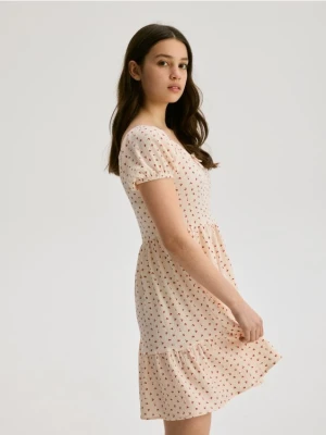 Reserved - Wzorzysta sukienka - pastelowy róż