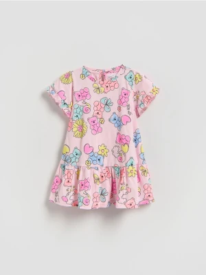 Reserved - Wzorzysta sukienka - pastelowy róż