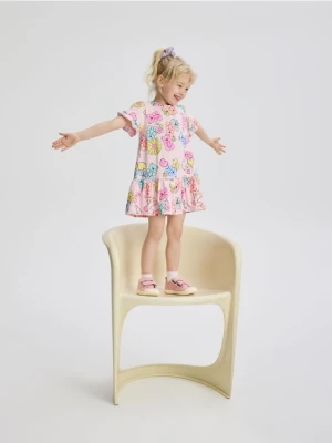 Reserved - Wzorzysta sukienka - pastelowy róż