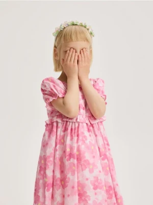 Reserved - Wzorzysta sukienka - różowy