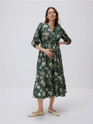 Reserved - Wzorzysta sukienka z bawełny - wielobarwny