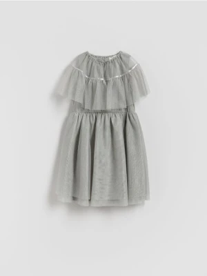 Reserved - Wzorzysta sukienka z bolerkiem - jasnoszary